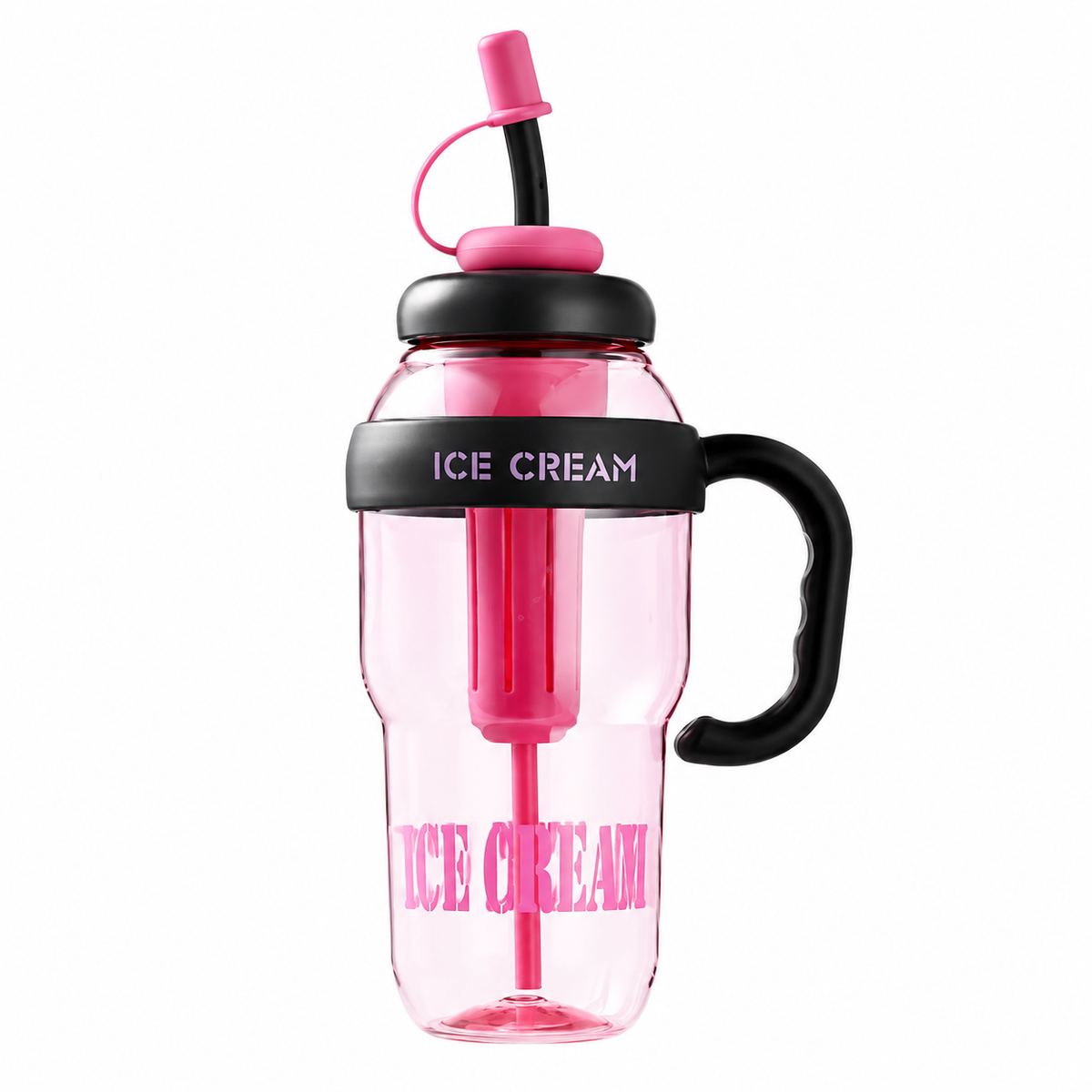 Pack of 2 – 1300ml Ice Cream Tumblers with Lid, Straw & Handle | Reusable Water Bottles for Kids
