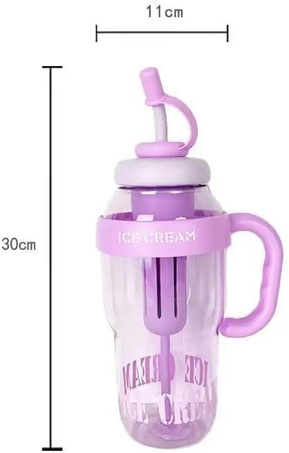 Pack of 2 – 1300ml Ice Cream Tumblers with Lid, Straw & Handle | Reusable Water Bottles for Kids