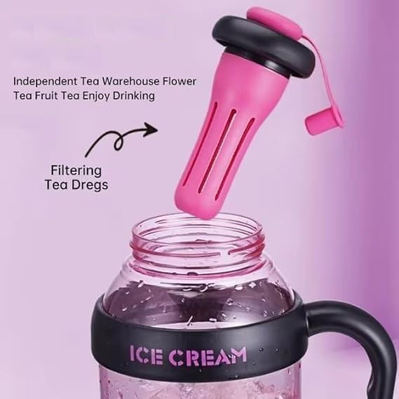 Pack of 2 – 1300ml Ice Cream Tumblers with Lid, Straw & Handle | Reusable Water Bottles for Kids