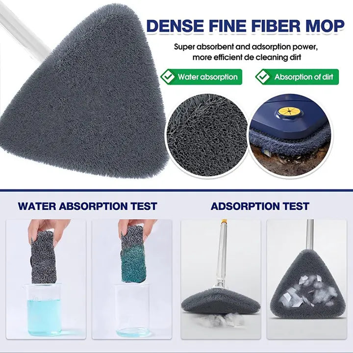 Rotatable Adjustable Cleaning Mop, Stainless Steel Handle Multifunctional Wet and Dry Mop for Floor/Ceiling/Wall